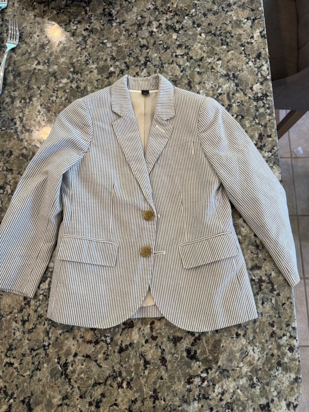 Crewcuts Blue & White Striped Seersucker Blazer with matching pants